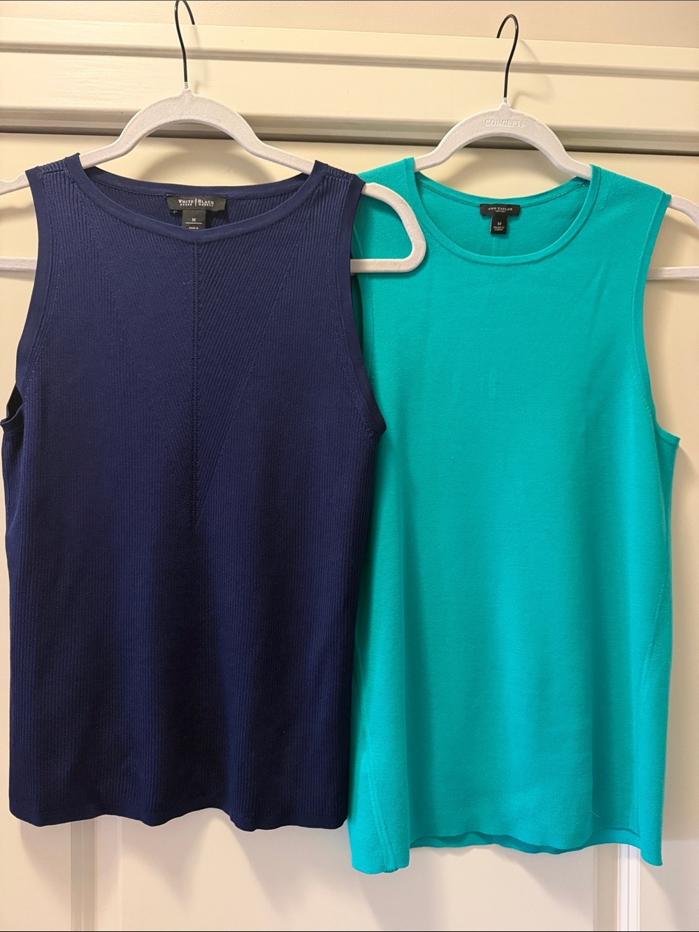 Ann Taylor Green & White House, Black Market Navy Sleeveless tops M